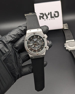 HUB Black Skeleton Dial (Silicon Strap)