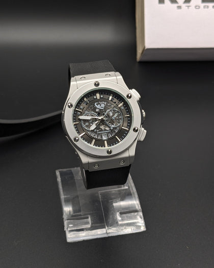 HUB Black Skeleton Dial (Silicon Strap)