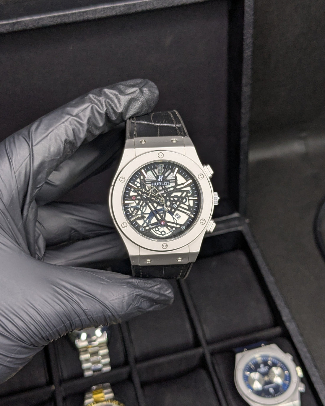 HUB Silver Black Dial (Leather Strap)