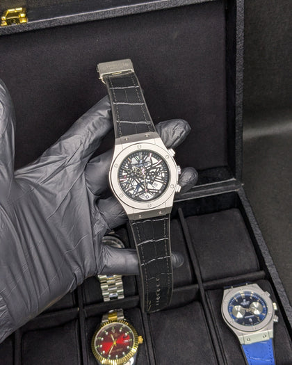 HUB Silver Black Dial (Leather Strap)