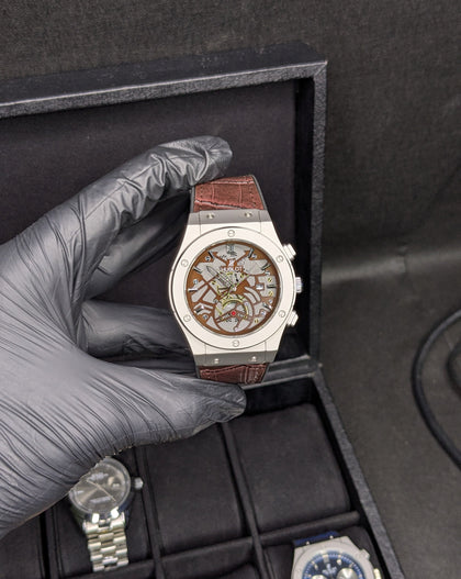 HUB Brown Silver Dial (Leather Strap)