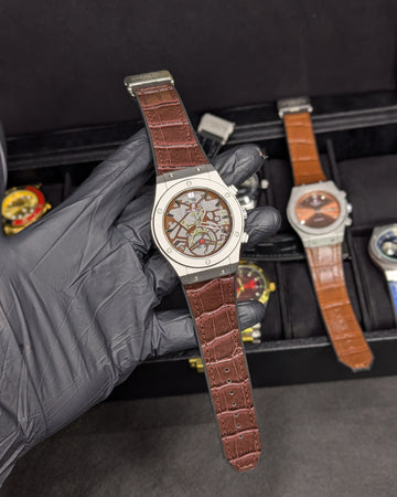 HUB Brown Silver Dial (Leather Strap)
