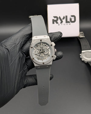 HUB Silver Skeleton Dial (Silicon Strap)