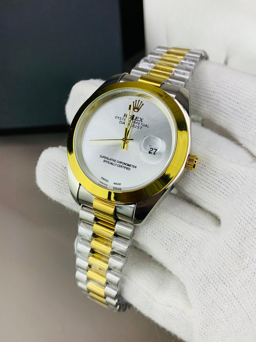 Rolex Plain Dial Two Tone White