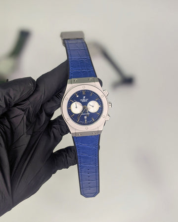 HUB Skeleton Blue & Silver Dial
