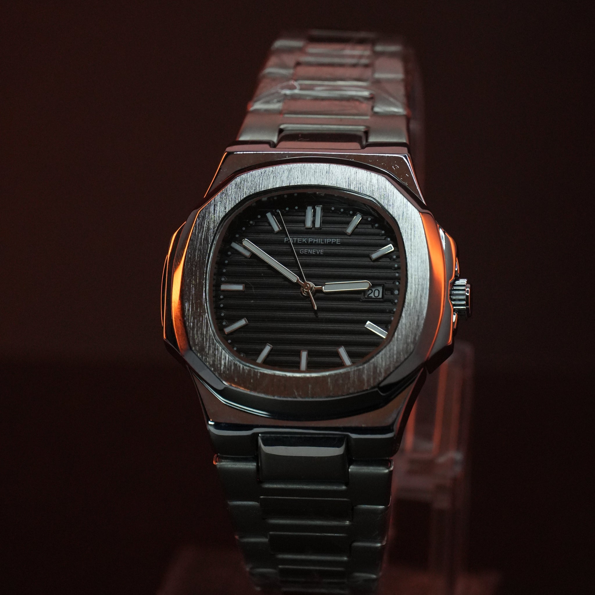 Patek Philippe Geneve Silver with Black Dial
