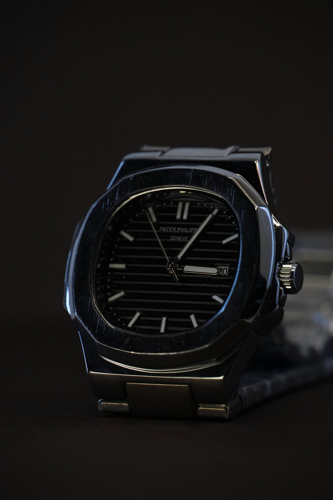 Patek Philippe Geneve Silver with Black Dial