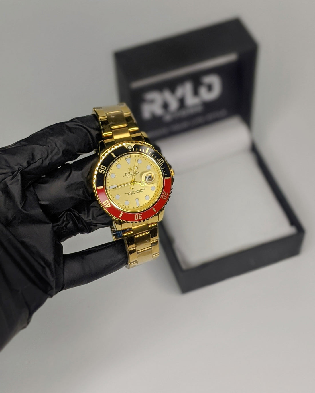 RLX Rotating Bezel Stainless Steel Watch (Golden)