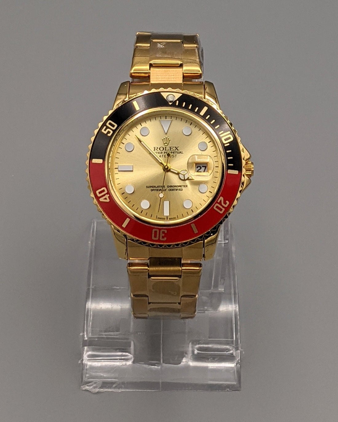 RLX Rotating Bezel Stainless Steel Watch (Golden)