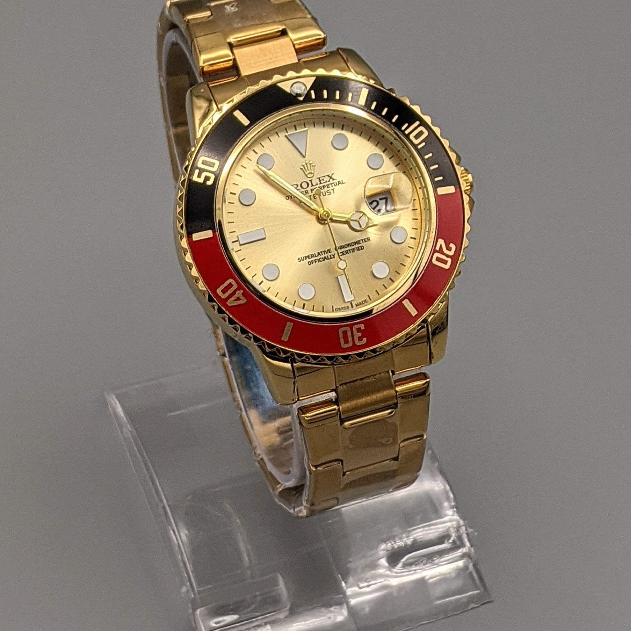 RLX Rotating Bezel Stainless Steel Watch (Golden)