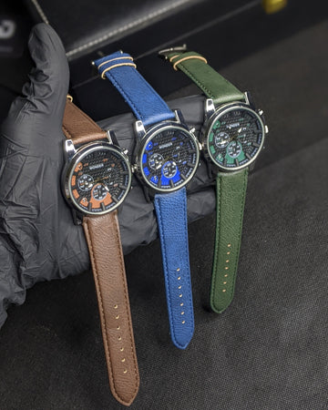 Wonder Classic Sports Dial Watch with Leather Straps