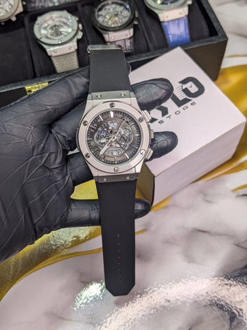 HUB Black Skeleton Dial (Silicon Strap)